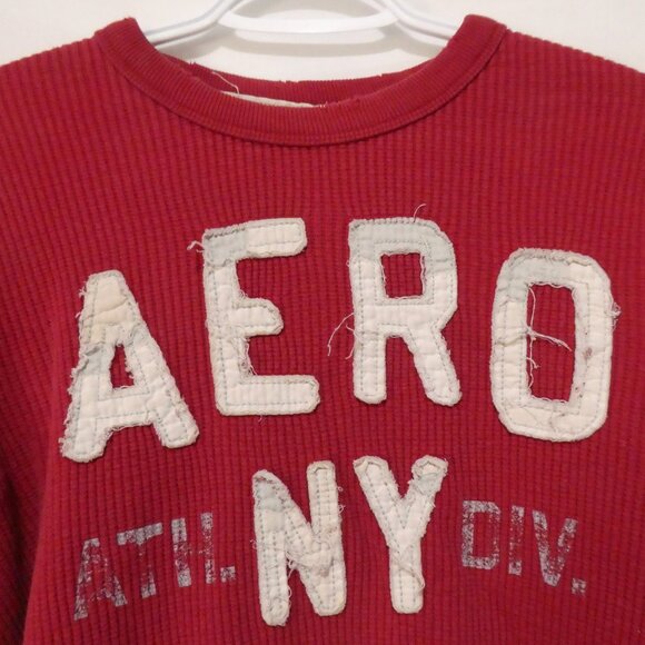 AEROPOSTALE | medium | Red Thermal Shirt | Bold Aero NY ATH DIV Front - Picture 4 of 16